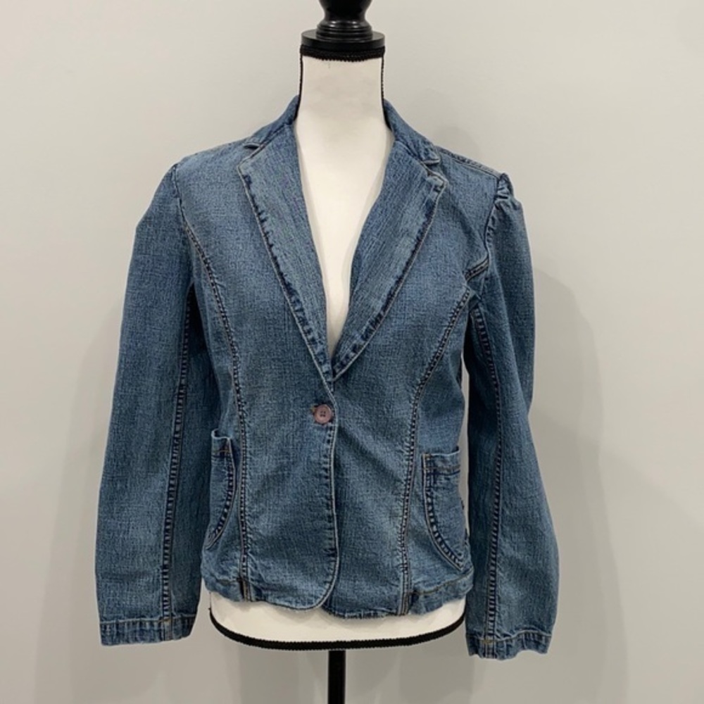 Express denim jacket vintage stone wash stretchy‎ 7/8
